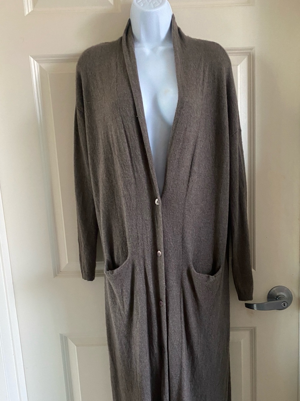 Gentle Herd Taupe 70% Wool 30% Cashmere Sweater Coat Cardigan